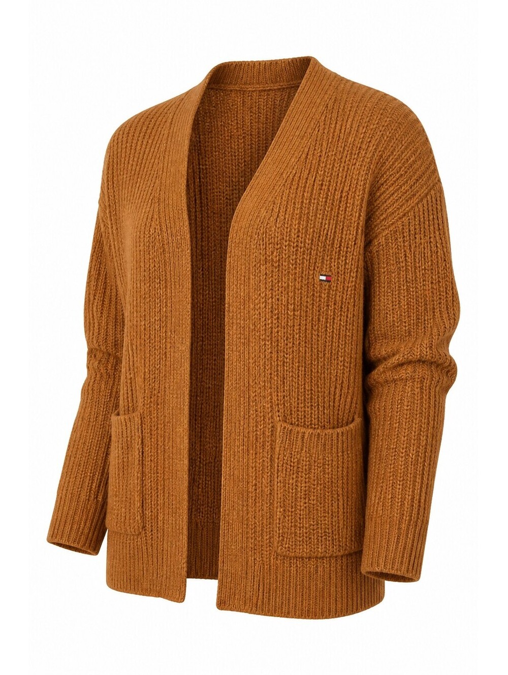Cozy Knit Long S Cardigan Sweater in Warm Brown